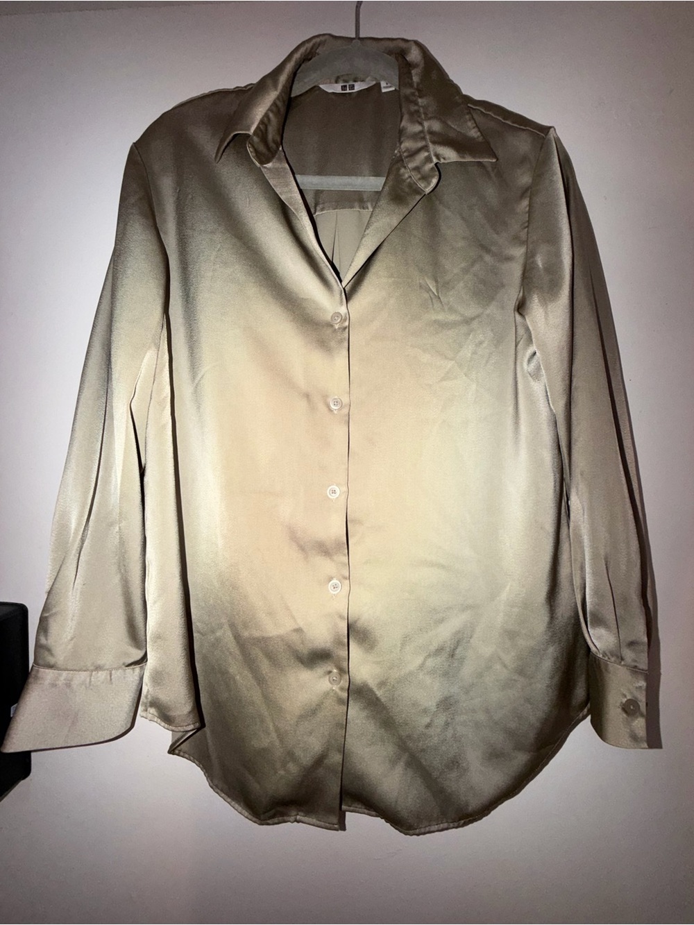 Uniqlo Satin Blouse in green